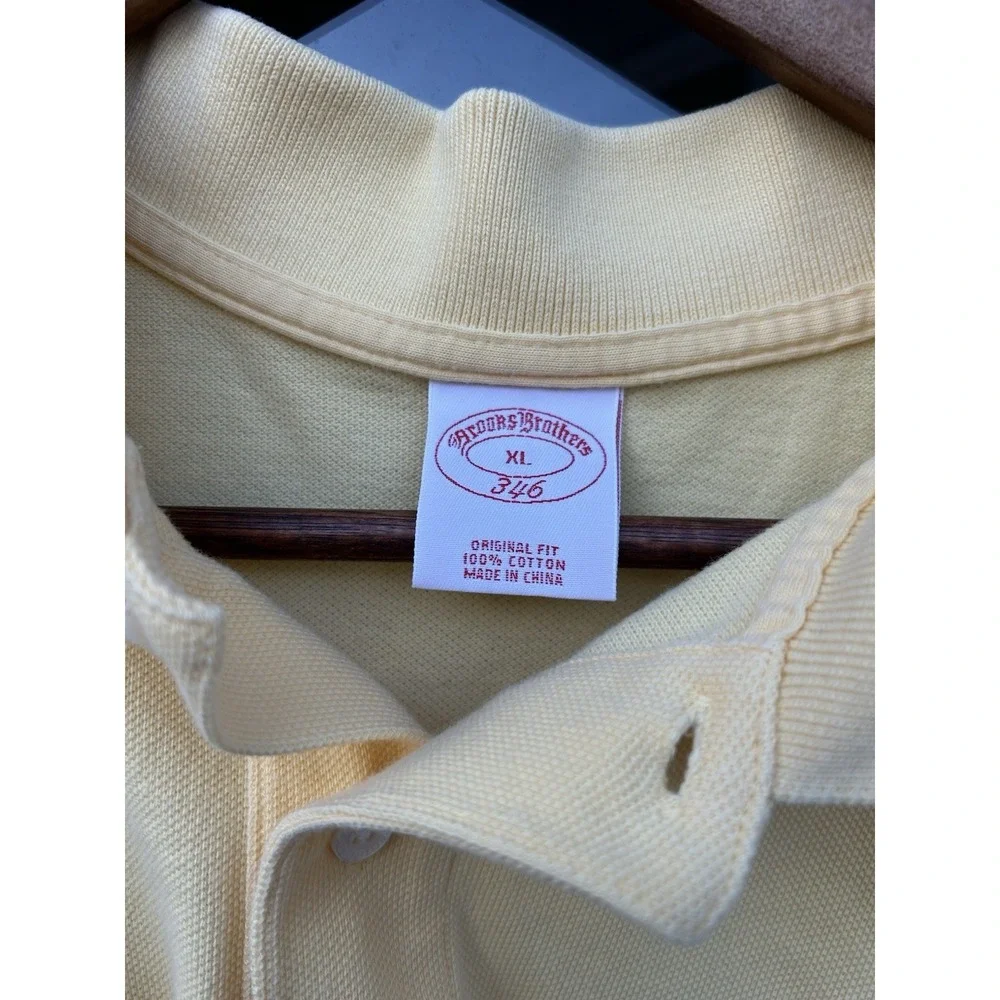 Brooks Brothers 346 XL Yellow Polo Shirt Original Fit‎ 100% Cotton Short Sleeve